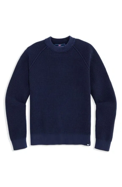 Vineyard Vines Kids' Raglan Sleeve Cotton Waffle Sweater In Blue