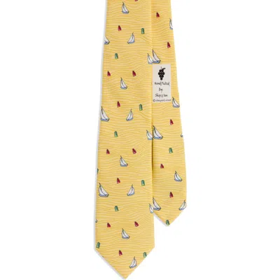 Vineyard Vines Kids' Sailboat Waves Silk Tie In Yellow