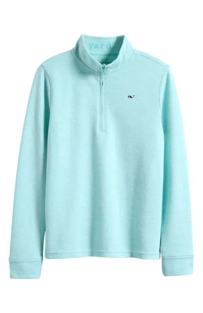 Vineyard Vines Kids' Saltwater Stripe Quarter Zip Sweatshirt In Aqua Haze
