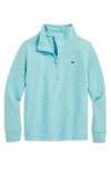 Vineyard Vines Kids' Saltwater Stripe Quarter Zip Sweatshirt In Blue