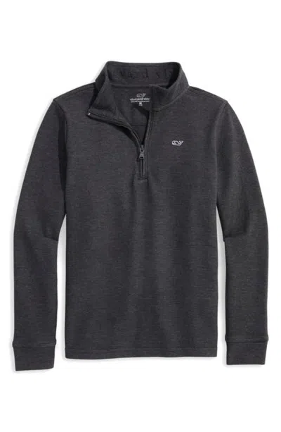 Vineyard Vines Kids' Saltwater Stripe Quarter Zip Sweatshirt In Jet Black