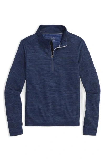 Vineyard Vines Kids' Sankaty Stripe Performance Quarter Zip Pullover In Blue