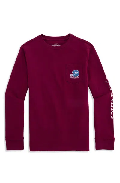 Vineyard Vines Kids' Sticker Football Helmet Long Sleeve T-shirt In Coastal Crimson