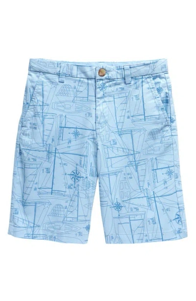 Vineyard Vines Kids' Stretch Breaker Shorts In Print Boat Jake Blue