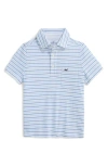 Vineyard Vines Kids' Stripe Surf Cotton Pocket Polo In Blue