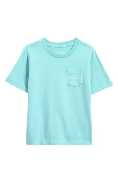Vineyard Vines Kids' Surf Logo Pocket Graphic T-shirt In Aqua