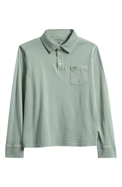 Vineyard Vines Kids' Surf Long Sleeve Cotton Polo In Green