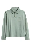 Vineyard Vines Kids' Surf Long Sleeve Cotton Polo In Green