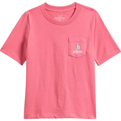 Vineyard Vines Kids' Surf Shack Signs Pocket Graphic T-shirt In Pink