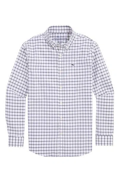 Vineyard Vines Kids' Tattersall On-the-go Brrrº Button-down Shirt In Blue