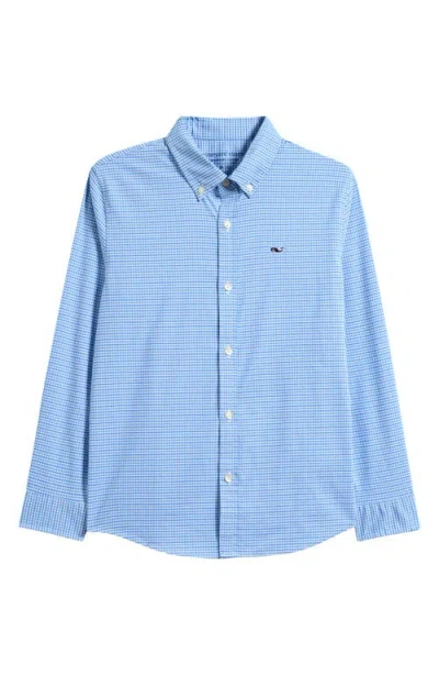 Vineyard Vines Kids' Tradewind Check Performance Button-down Shirt In Coastline