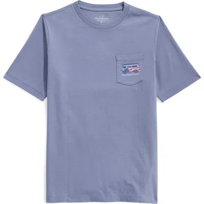 Vineyard Vines Kids' Usa Surfboard Cotton Graphic Pocket T-shirt In Blue
