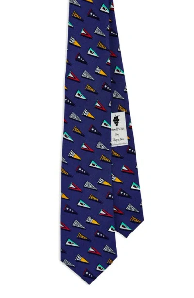 Vineyard Vines Kids' Varsity Pennants Silk Tie In Blue