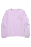 Vineyard Vines Kids' Vintage Whale Long Sleeve Graphic T-shirt In Purple