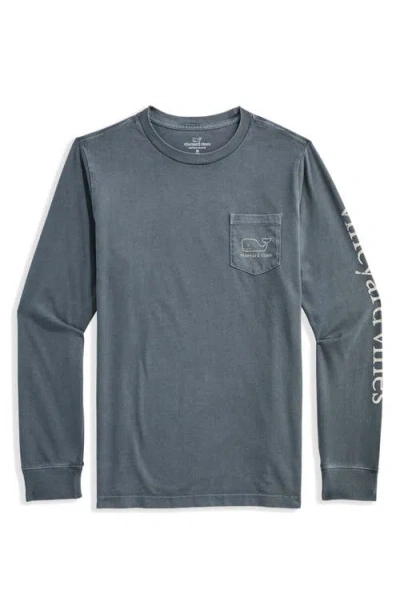 Vineyard Vines Kids' Vintage Whale Long Sleeve Pocket Graphic T-shirt In Green