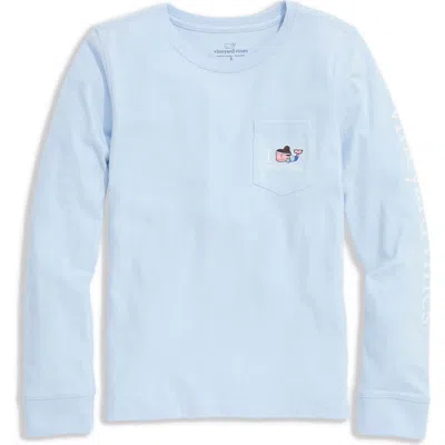 Vineyard Vines Kids' Volleyball Whale Logo Pocket Long Sleeve Graphic T-shirt In Gray