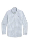 Vineyard Vines Kids' Wauwinet Tattersall Check Performance Cotton Blend Button-down Shirt In Blue