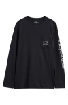Vineyard Vines Kids' Whale Logo Pocket Long Sleeve Graphic T-shirt In Black