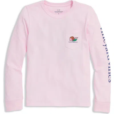 Vineyard Vines Kids' Whale Logo Pocket Long Sleeve Graphic T-shirt In Pink