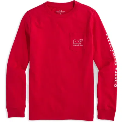 Vineyard Vines Kids' Whale Long Sleeve Graphic Tee In Red