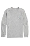 Vineyard Vines Kids' Yeti Hockey Long Sleeve Cotton Graphic T-shirt In Gray