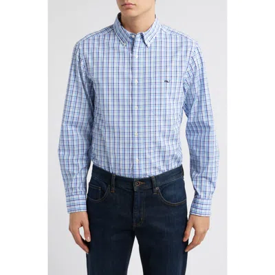Vineyard Vines Kingstown Check Saltwater Wash Stretch Button-down Shirt In Cornflower
