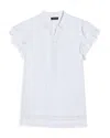 Vineyard Vines Print Ruffle Sleeve Top In White