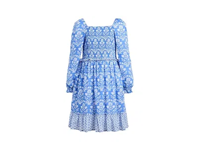 Vineyard Vines Lena Dress (toddler/little Kid/big Kid) Girl's Dress Floral Breaker Blue : 7 Little Kid, Cotton/moda