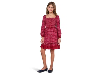 Vineyard Vines Lena Smocked Dress (toddler/little Kid/big Kid) Girl's Dress Poinsettia Blockpink : 3t, Cotton/modal In Pink
