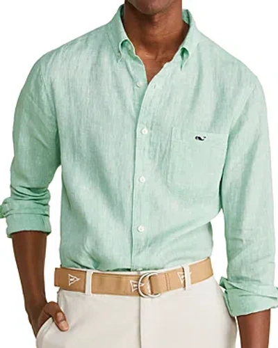 Vineyard Vines Linen Button Down Regular Fit Shirt In Green