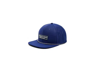 Vineyard Vines Logo Box Perforated Trucker Men's Hat Caps Nautical Navy, Polyester In Blue