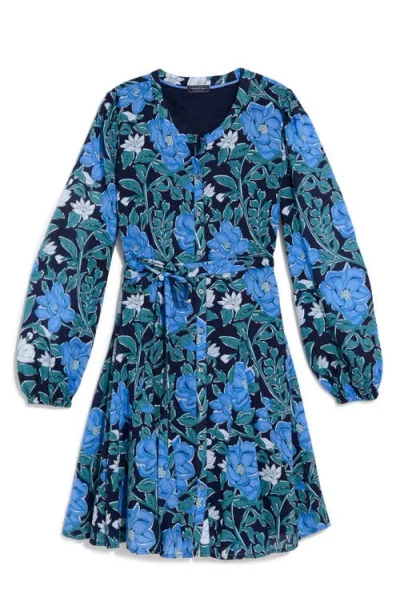 Vineyard Vines Lola Floral Long Sleeve Shirtdress In Blue