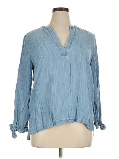 Pre-owned Vineyard Vines Long Sleeve Blouse In Blue
