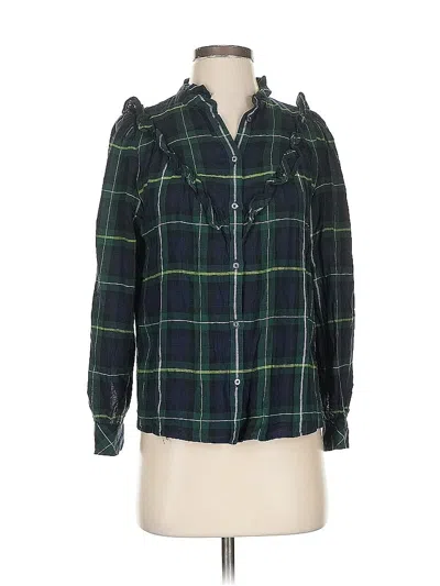 Pre-owned Vineyard Vines Long Sleeve Blouse In Green