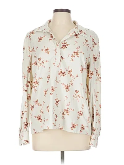 Pre-owned Vineyard Vines Long Sleeve Blouse In White