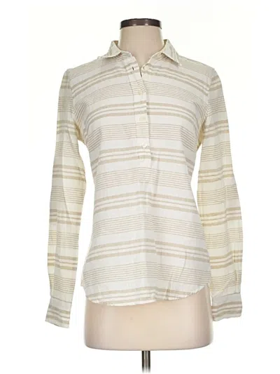 Pre-owned Vineyard Vines Long Sleeve Blouse In White