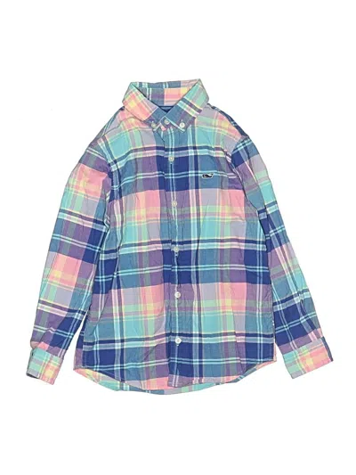 Pre-owned Vineyard Vines Kids' Long Sleeve Button Down Shirt In Blue