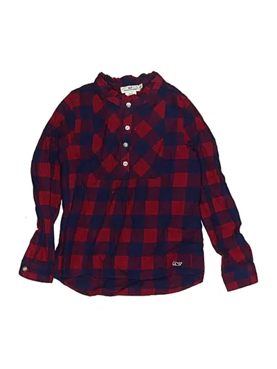 Pre-owned Vineyard Vines Kids' Long Sleeve Button Down Shirt In Burgundy