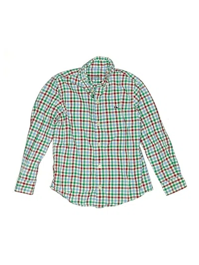 Pre-owned Vineyard Vines Kids' Long Sleeve Button Down Shirt In Green
