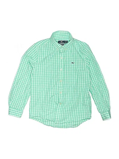 Pre-owned Vineyard Vines Kids' Long Sleeve Button Down Shirt In Green