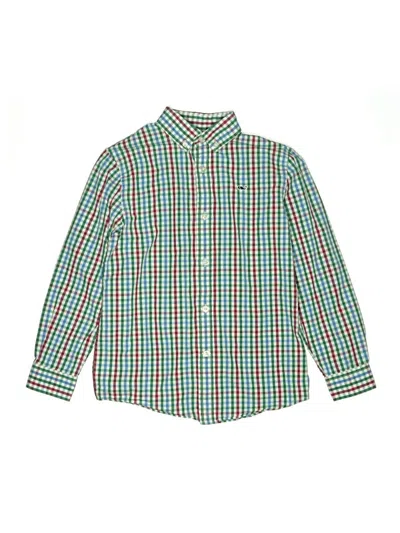 Pre-owned Vineyard Vines Kids' Long Sleeve Button Down Shirt In Green