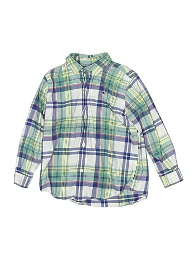 Pre-owned Vineyard Vines Kids' Long Sleeve Button Down Shirt In Green