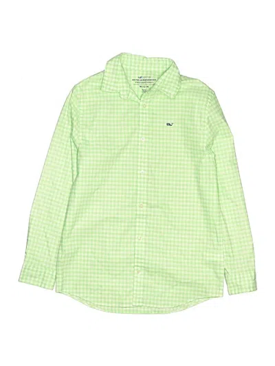 Pre-owned Vineyard Vines Kids' Long Sleeve Button Down Shirt In Green