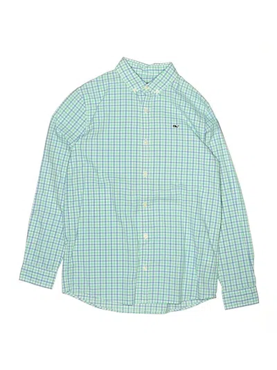 Pre-owned Vineyard Vines Kids' Long Sleeve Button Down Shirt In Green