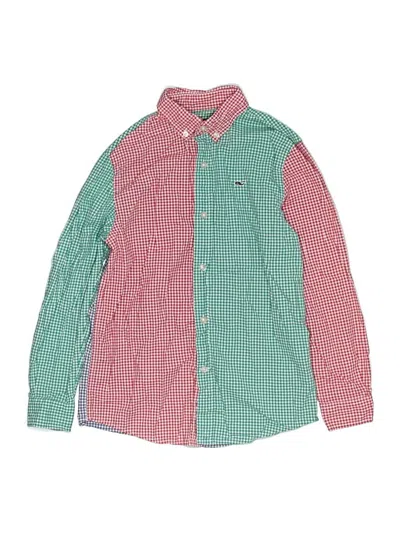 Pre-owned Vineyard Vines Kids' Long Sleeve Button Down Shirt In Green