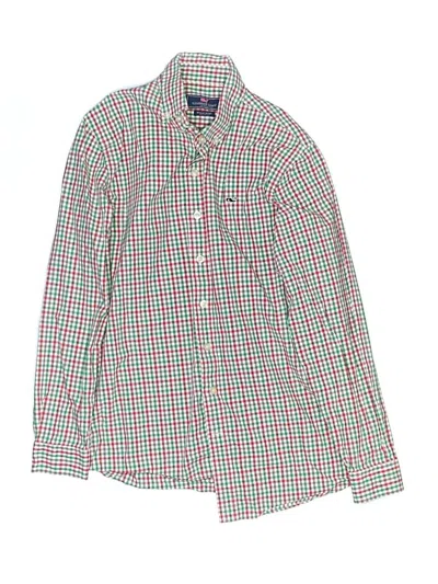 Pre-owned Vineyard Vines Kids' Long Sleeve Button Down Shirt In Green