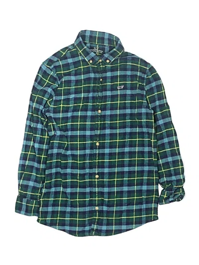 Pre-owned Vineyard Vines Kids' Long Sleeve Button Down Shirt In Green