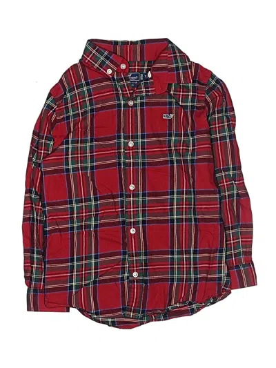 Pre-owned Vineyard Vines Kids' Long Sleeve Button Down Shirt In Red