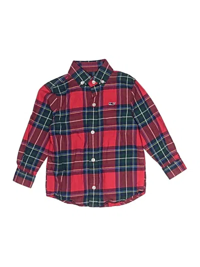 Pre-owned Vineyard Vines Kids' Long Sleeve Button Down Shirt In Red