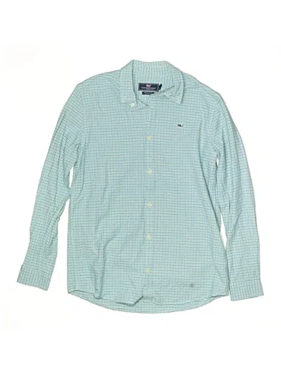 Pre-owned Vineyard Vines Kids' Long Sleeve Button Down Shirt In Teal